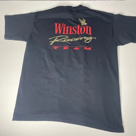Vintage Winston Racing Pocket-Tee Shirt Men Sz XL Black 90s Single Stitch USA - Picture 2 of 13
